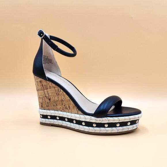 BCBGeneration Women Black Narida Ankle Strap Wedge Platform Sandals Size US 7 - Picture 1 of 6